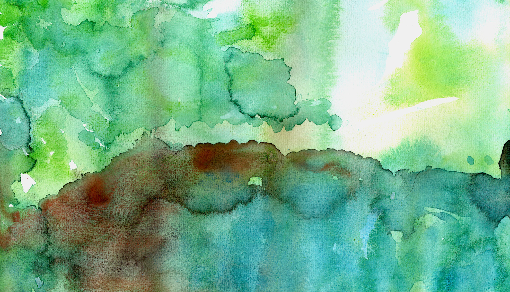 Quiet abstraction in watercolor, layers of natural pigment and subtle transparency